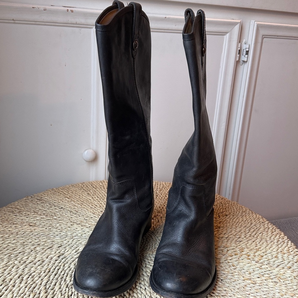 Frye Melissa Tall Black Leather Riding Boots Women’s Size 10 Classic & Timeless - Picture 6 of 14